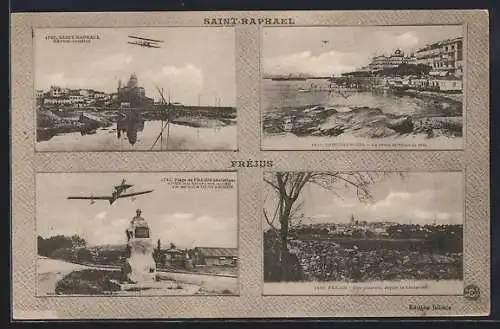 AK Saint-Raphaël et Fréjus, vues aériennes et panoramiques de la côte et des monuments historiques