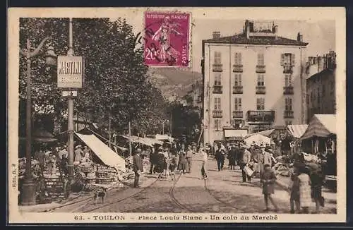 AK Toulon, Place Louis Blanc, Un coin du Marché