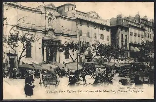 AK Toulon, Église Saint-Jean et le Marché, Cours Lafayette