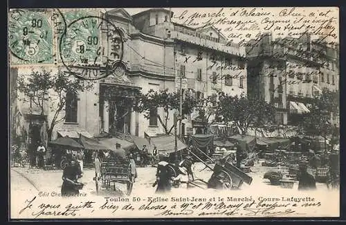 AK Toulon, Église Saint-Jean et le marché, Cours Lafayette