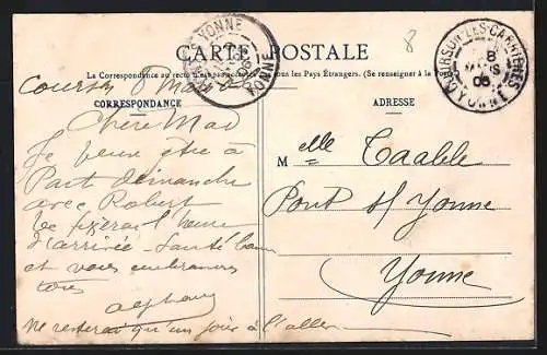 AK Hyères, Place de la République avec la statue Masson et scène animée