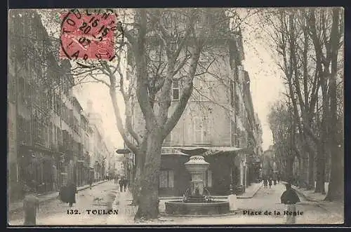 AK Toulon, Place de la Régie avec fontaine et passants