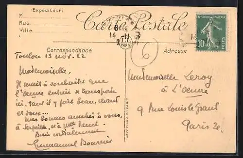 AK Toulon, Place et Rue de l`Intendance animée avec passants et arbres