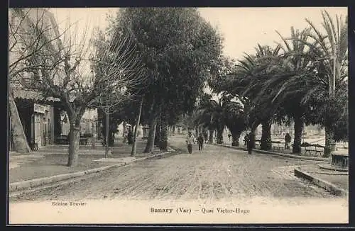 AK Sanary, Quai Victor-Hugo bordé de palmiers et arbres en hiver