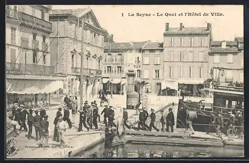 AK La Seyne, Le Quai et l`Hôtel de Ville