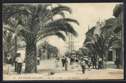 AK La Seyne-sur-Mer, Vue vers le Port, Les Palmiers