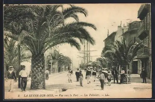 AK La Seyne-sur-Mer, Vue vers le Port, Les Palmiers