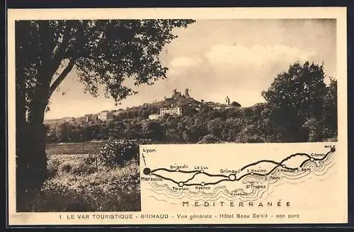 AK Grimaud, Vue générale, Hôtel Beau Soleil et son parc