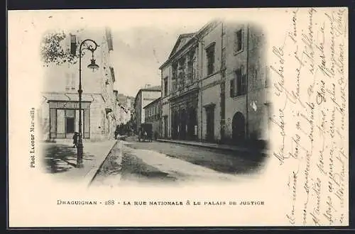 AK Draguignan, La Rue Nationale et le Palais de Justice