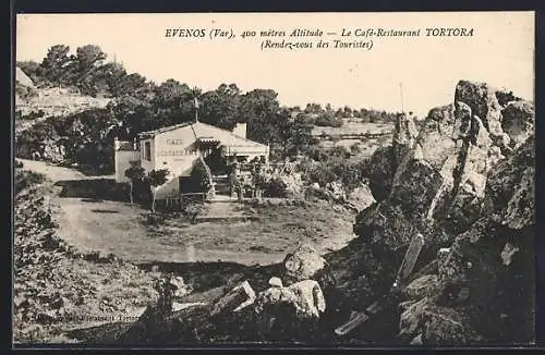 AK Évenos, Le Café-Restaurant Tortora, Rendez-vous des touristes à 400 mètres d`altitude