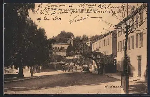AK Bormes, La Place Gambetta et l`Église