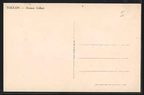 AK Toulon, Avenue Colbert bordée de palmiers et voitures anciennes
