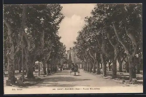 AK Saint-Maximin, Place Malherbe avec allée d`arbres et passants
