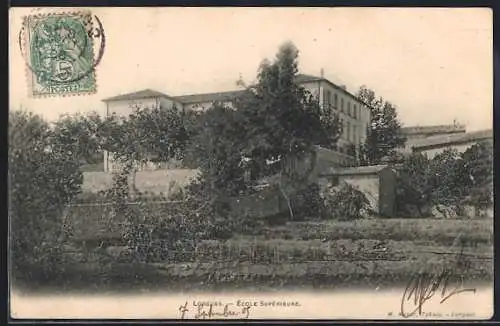 AK Lorgues, École Supérieure vue depuis le jardin verdoyant