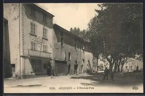 AK Méounes, L`Hôtel-de-Ville et la rue bordée d`arbres