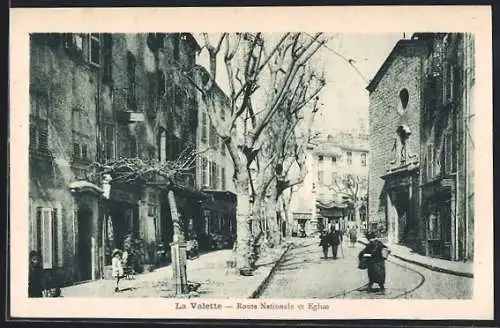 AK La Valette, Route Nationale et Église