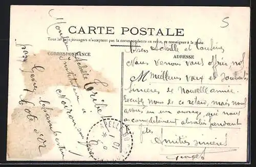 AK Hyères, Le Rond-Point avec palmiers et bâtiments historiques