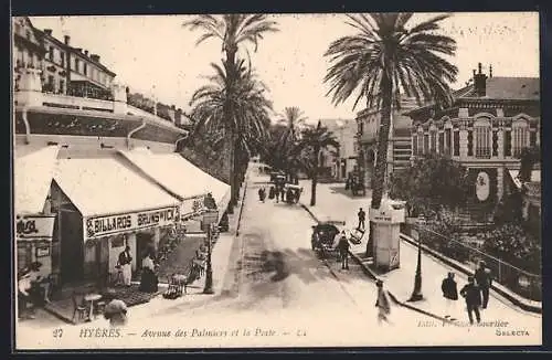 AK Hyères, Avenue des Palmiers et la Poste