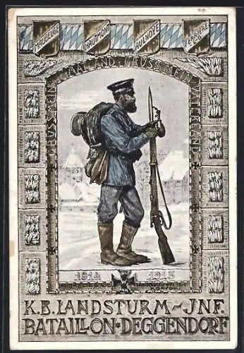 Künstler-AK Deggendorf, K. B. Landsturm-Inf.-Bataillon, Soldat, Liste der Schlachten