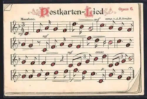 AK Postkarten-Lied von A. B. Sender, Ansichtskartengeschichte