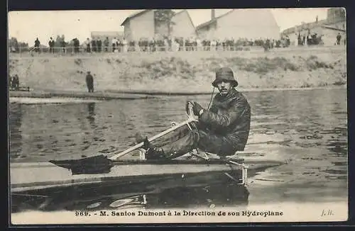 AK M. Santos Dumont à la Direction de son Hydroplane, Wasserflugzeug