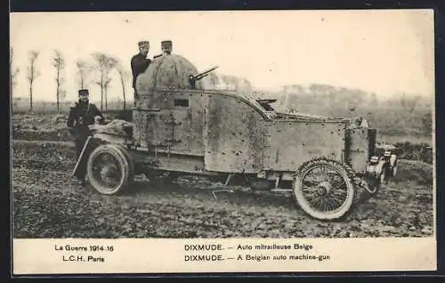 AK Dixmude, Auto mitrailleuse Belge, Soldaten an einem belgischen Panzerwagen