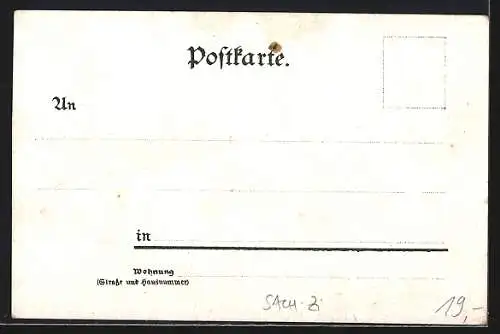 Lithographie Reichenau i. S., Turnhalle, Turnvater Jahn, Turnergruss