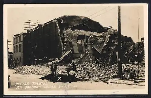 AK Santa Barbara, CA, Earthquake 1925, Potter Theatre