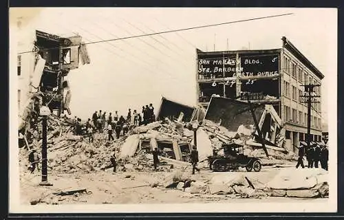 AK Santa Barbara, CA, Earthquake 1925, San Marcos Building