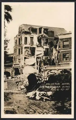 AK Santa Barbara, CA, Earthquake 1925, Arlington Hotel