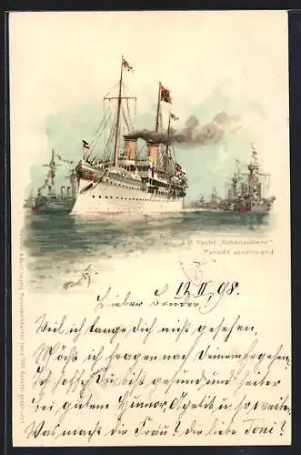 Künstler-AK Hans Bohrdt: S. M. Yacht Hohenzollern, Parade abnehmend