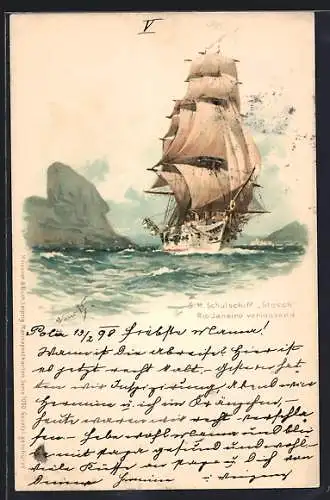 Künstler-AK Hans Bohrdt: Rio Janeiro, S. M. Schulschiff Stosch