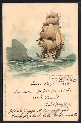 Künstler-AK Hans Bohrdt: Rio Janeiro, S. M. Schulschiff Stosch