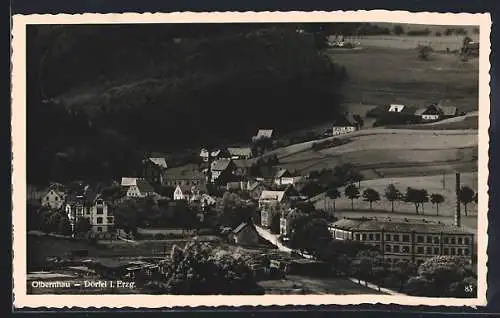 AK Olbernhau i. Erzg., Ortsansicht mit Hügel und Hang