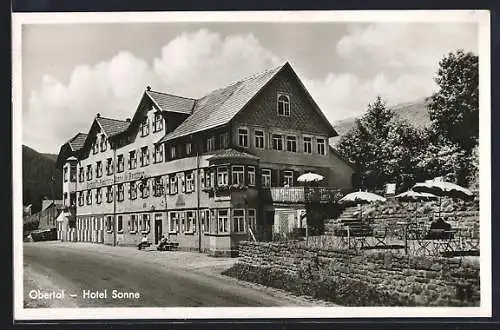AK Obertal /Baiersbronn, Hotel Sonne mit Terrasse, Inh. Karl Renz