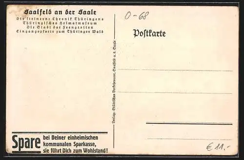 Steindruck-AK Saalfeld a. Saale, Empfang von Salzburger Emigranten auf dem Markt im Jahre 1732