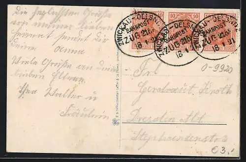 AK Oelsnitz i. V., Schloss Voigtsberg mit Ruderbooten auf dem See