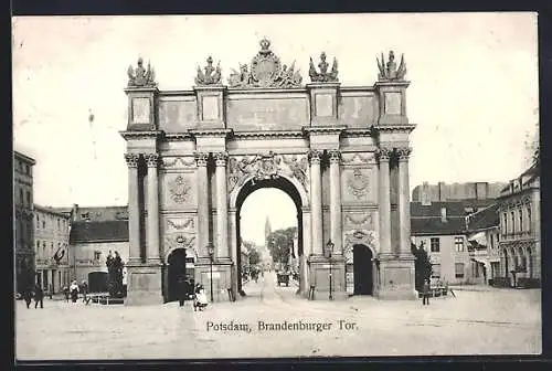 AK Potsdam, Brandeburger Tor mit St. Nikolaikirche