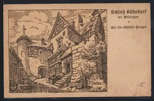 Künstler-AK Meiningen, Blick auf das Schoss Kühndorf