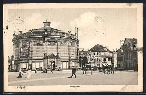 AK Leipzig, Strassenpartie am Rundbau Panorama