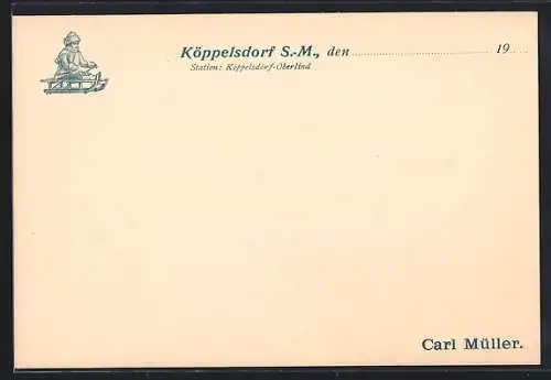 AK Köppelsdorf, Carl Müller, Mädchen auf Schlitten