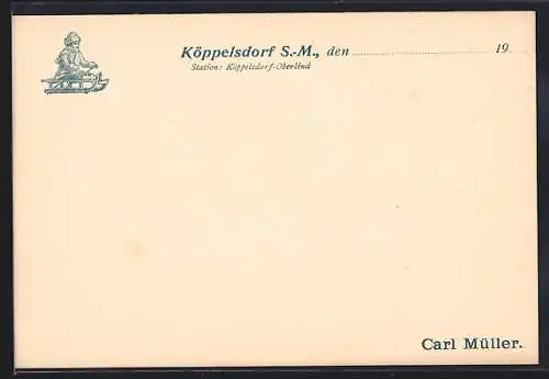 AK Köppelsdorf, Carl Müller, Mädchen auf Schlitten