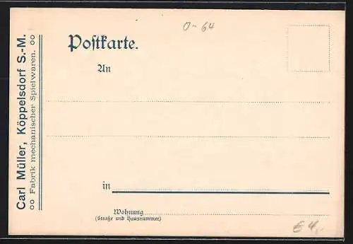 AK Köppelsdorf, Carl Müller, Mädchen auf Schlitten