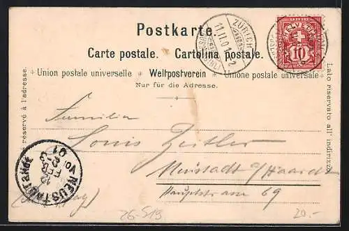 Künstler-AK Zürich, Waldhaus Dolder, Teilpartie