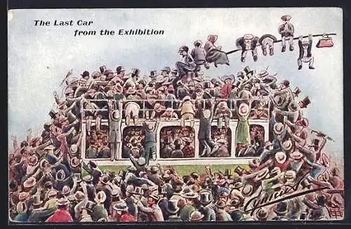 Künstler-AK Cynicus: The last car from the Exhibition