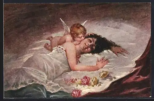 Künstler-AK Ernst Schlemo: Liebesgeheimnis, Amor