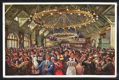 Künstler-AK Ernst Schlemo: München, Hofbräuhaus