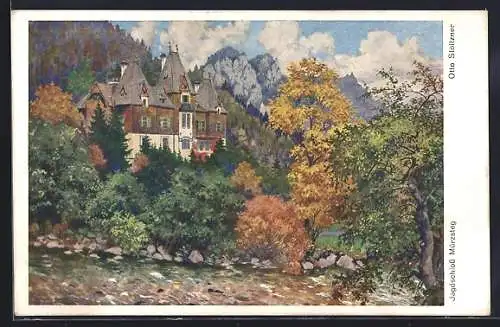 Künstler-AK Otto Stoitzner: Mürzsteg, Blick zum Jagdschloss