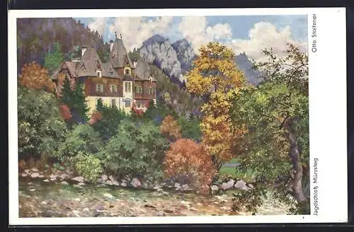 AK Mürzsteg, Blick zum Jagdschloss Mürzsteg