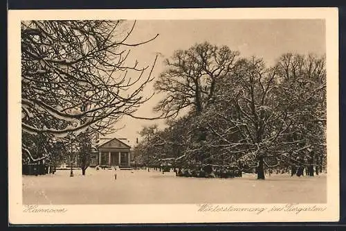 AK Hannover, Tiergarten im Schnee